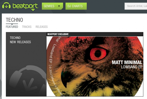 Matt Minimal - Lowband EP featured with a banner on Beatport's techno section